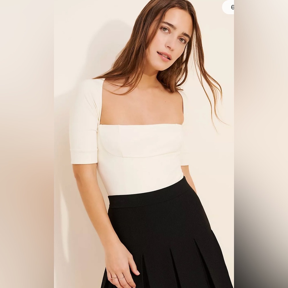 ❌Free People Cream Square Neck Bodysuit